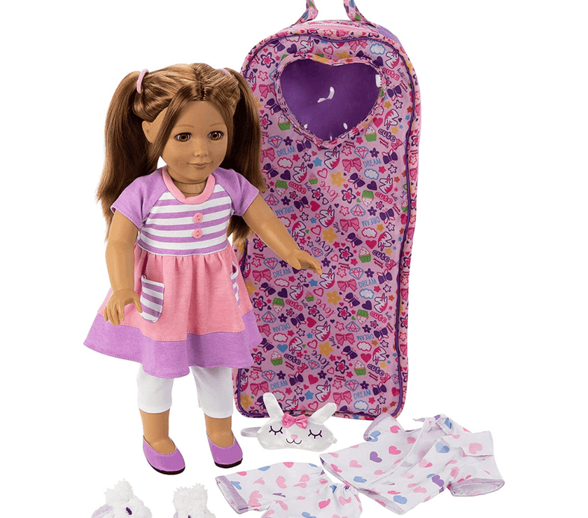 Playtime by Eimmie 18 Inch Vinyl Doll Allie Set with Backpack Carry Case - OrangeOnions Wholesale