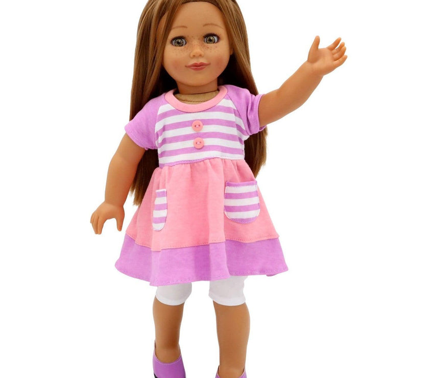 Playtime by Eimmie 18 Inch Vinyl Doll Allie Set with Backpack Carry Case - OrangeOnions Wholesale