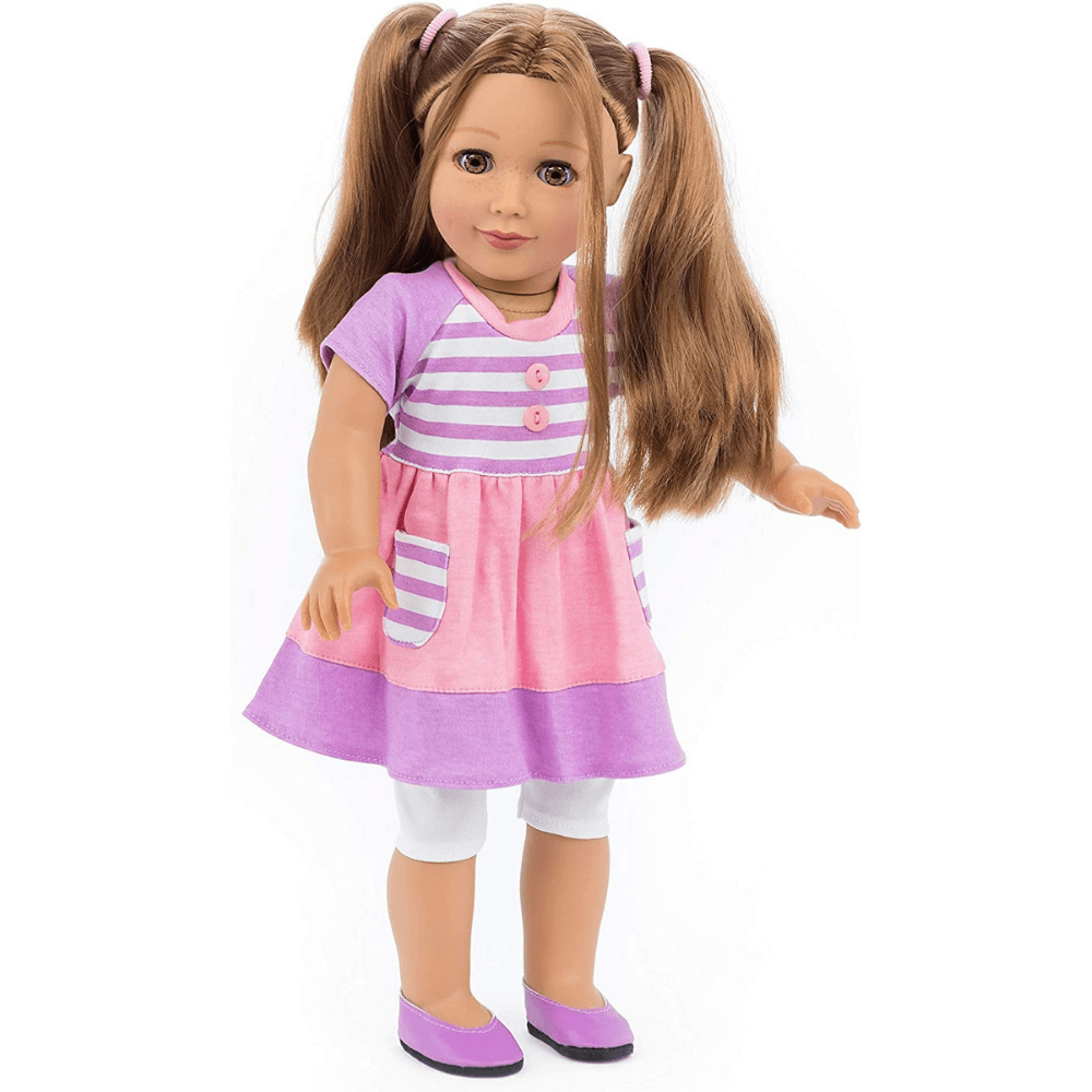 Playtime by Eimmie 18 Inch Vinyl Doll Allie Set with Backpack Carry Case - OrangeOnions Wholesale