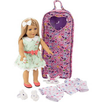Playtime by Eimmie 18 Inch Vinyl Doll Eimmie Set with Backpack Carry Case - OrangeOnions Wholesale