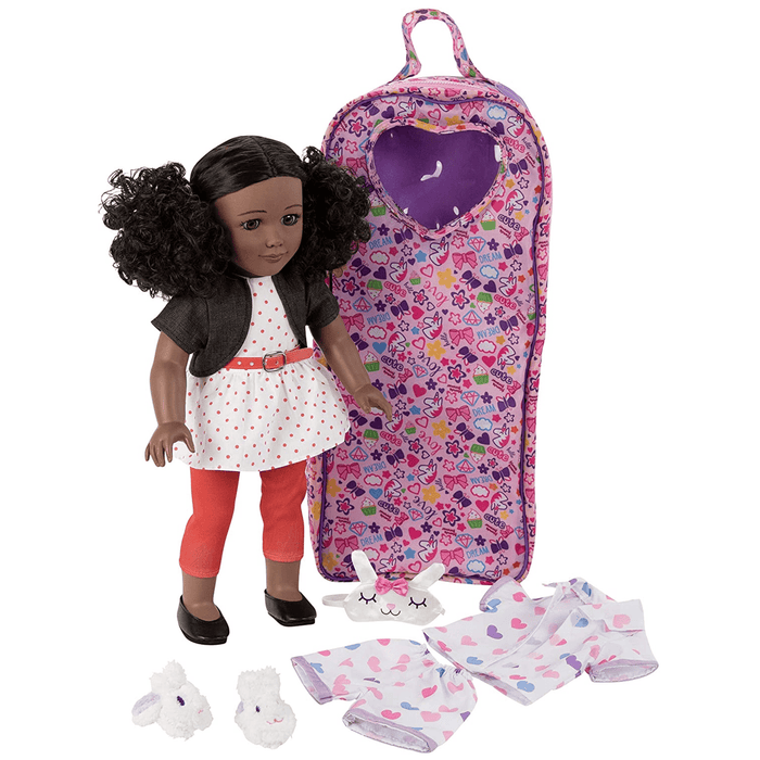 Playtime by Eimmie 18 Inch Vinyl Doll Kaylie Set with Backpack Carry Case - OrangeOnions Wholesale