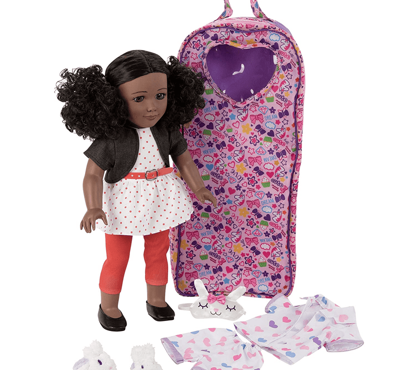 Playtime by Eimmie 18 Inch Vinyl Doll Kaylie Set with Backpack Carry Case - OrangeOnions Wholesale
