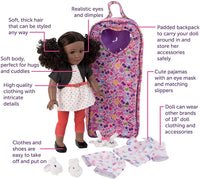 Playtime by Eimmie 18 Inch Vinyl Doll Kaylie Set with Backpack Carry Case - OrangeOnions Wholesale