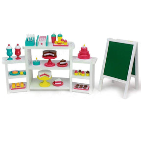 Playtime by Eimmie Furniture Bakery and Food Stand with accessories 18 Inch Doll - OrangeOnions Wholesale