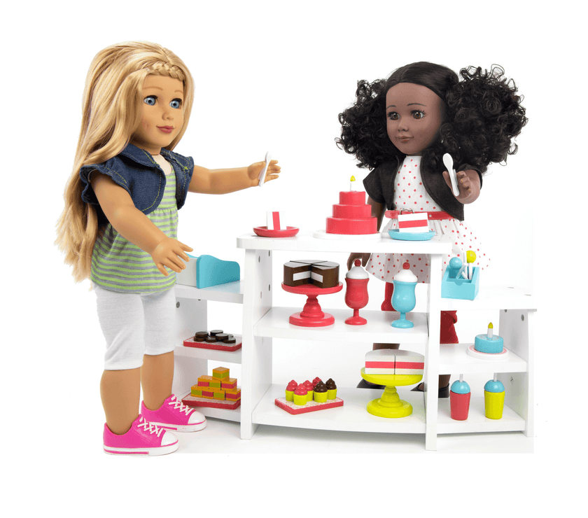 Playtime by Eimmie Furniture Bakery and Food Stand with accessories 18 Inch Doll - OrangeOnions Wholesale