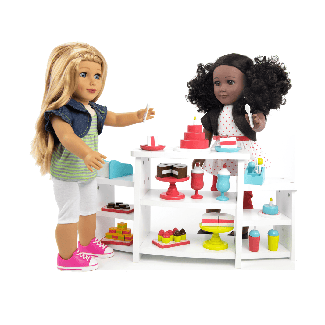 Playtime by Eimmie Furniture Bakery and Food Stand with accessories 18 Inch Doll - OrangeOnions Wholesale