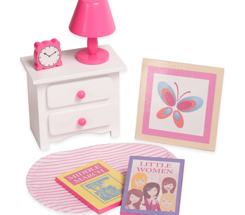 Playtime by Eimmie Furniture Bed and Vanity Set with Accessories-18 Inch Doll Furniture - OrangeOnions Wholesale
