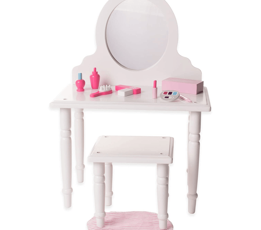 Playtime by Eimmie Furniture Bed and Vanity Set with Accessories-18 Inch Doll Furniture - OrangeOnions Wholesale