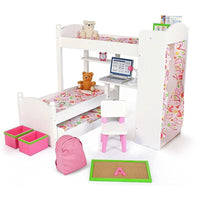 Playtime by Eimmie Furniture Bunk Bed with Trundle Bed and Accessories-18 Inch Doll - OrangeOnions Wholesale