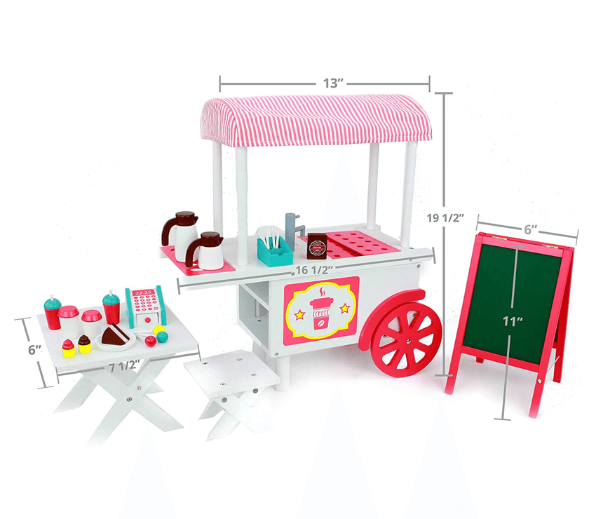 Playtime by Eimmie Furniture Cafe Cart with Accessories-18 Inch Doll - OrangeOnions Wholesale