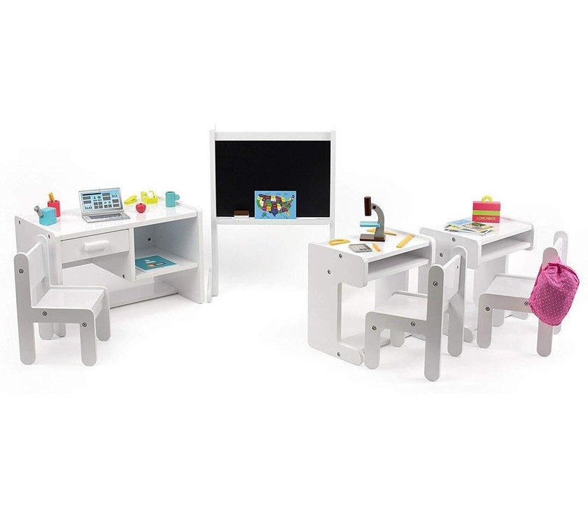 Playtime by Eimmie Furniture Classroom Set with Accessories (3 Desks)-18 Inch Doll - OrangeOnions Wholesale