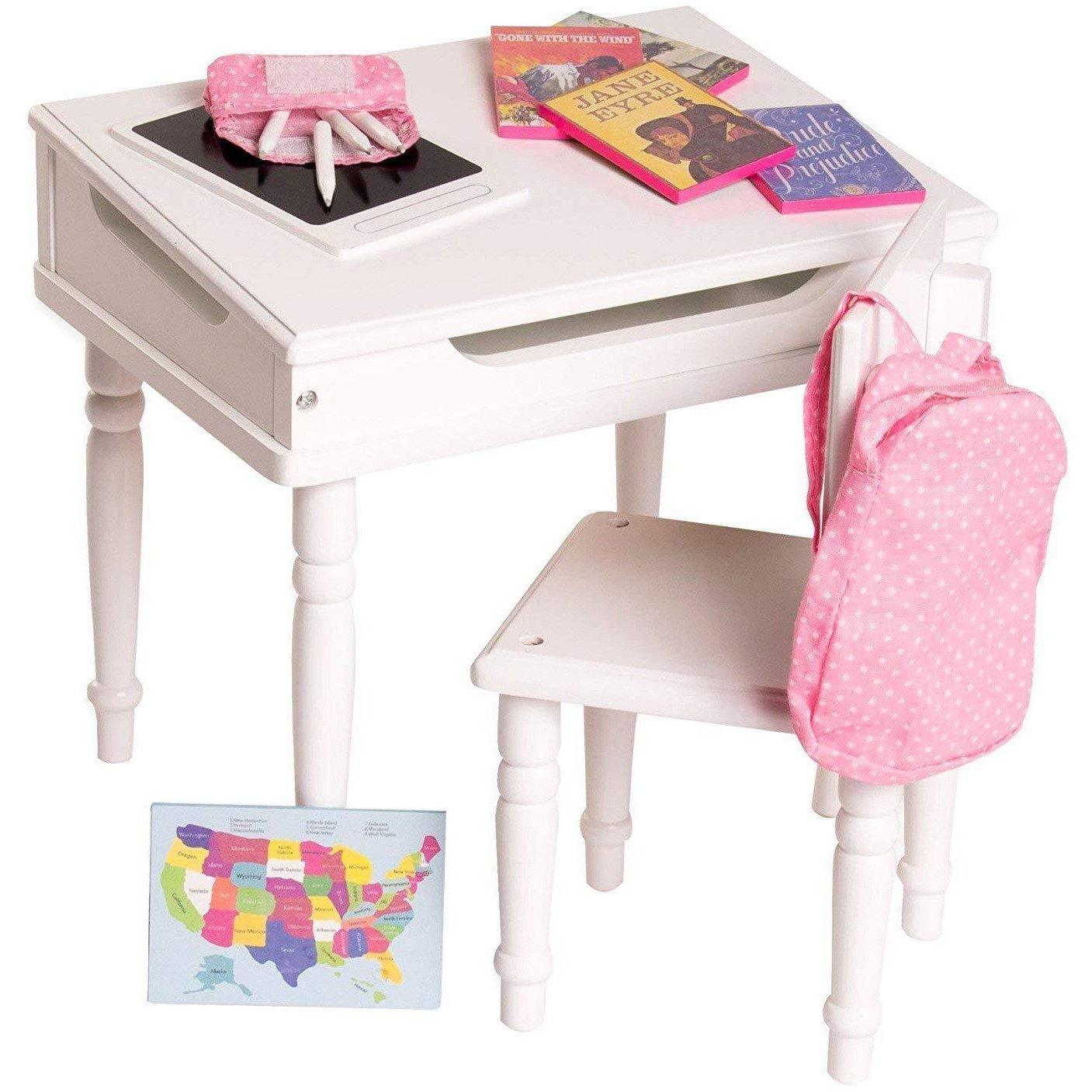 Playtime by Eimmie Furniture Desk and Chair with Classroom Accessories-18 Inch Doll - OrangeOnions Wholesale