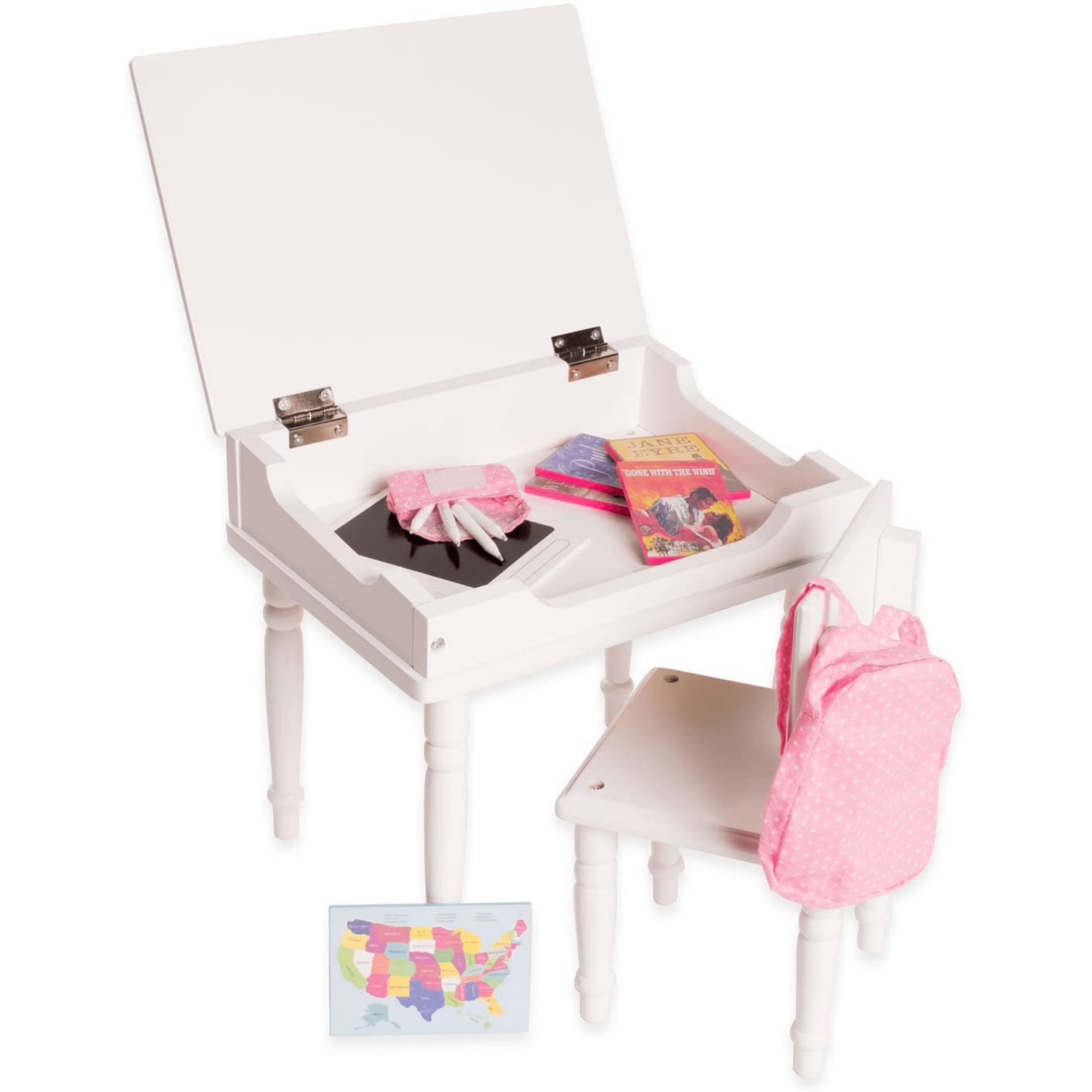 Playtime by Eimmie Furniture Desk and Chair with Classroom Accessories-18 Inch Doll - OrangeOnions Wholesale