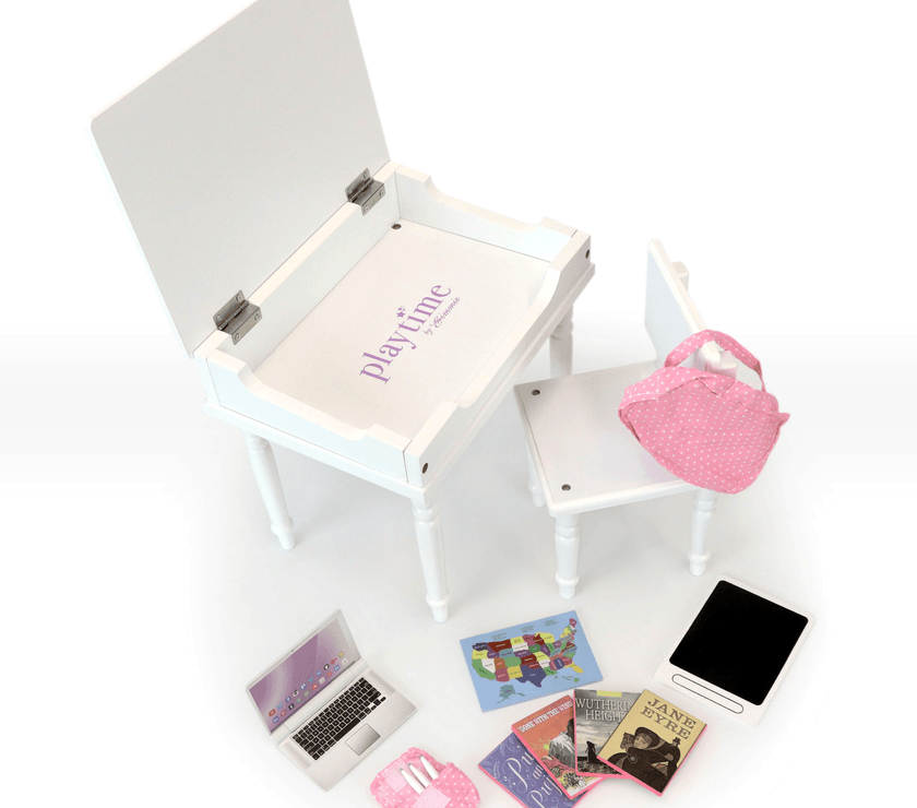 Playtime by Eimmie Furniture Desk and Chair with Classroom Accessories-18 Inch Doll - OrangeOnions Wholesale