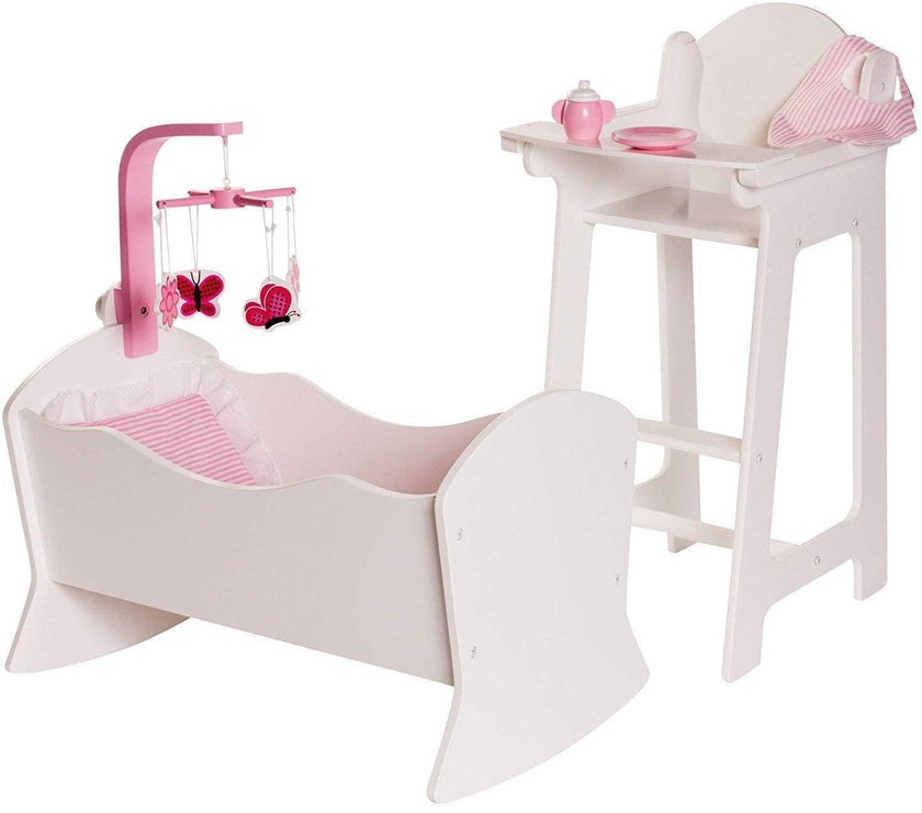 Playtime by Eimmie Furniture High Chair and Cradle Set-18 Inch Doll - OrangeOnions Wholesale