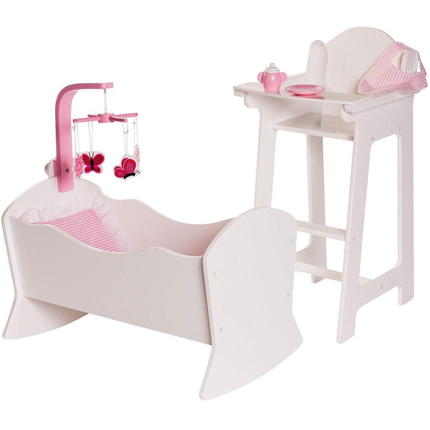 Playtime by Eimmie Furniture High Chair and Cradle Set-18 Inch Doll - OrangeOnions Wholesale
