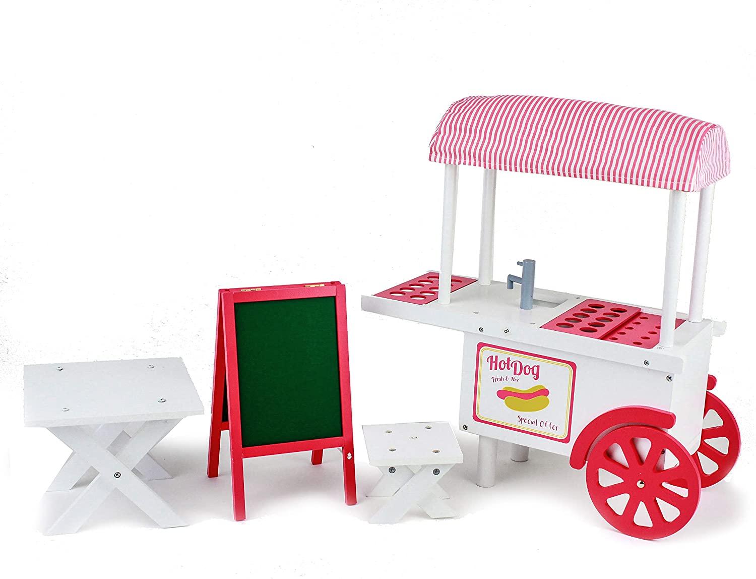 Playtime by Eimmie Furniture Hot Dog Cart with Accessories 18 Inch Doll - OrangeOnions Wholesale