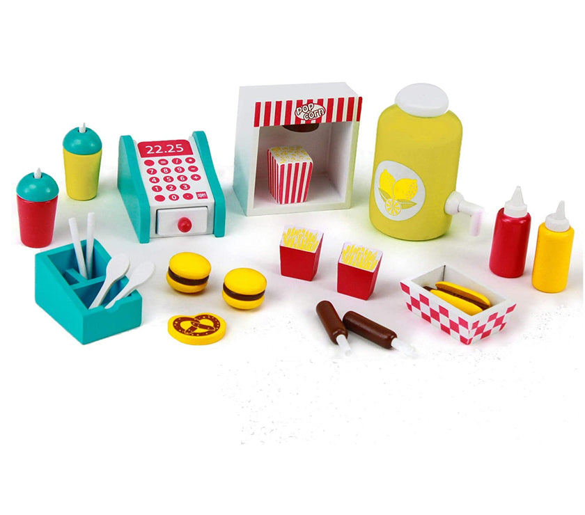 Playtime by Eimmie Furniture Hot Dog Cart with Accessories 18 Inch Doll - OrangeOnions Wholesale