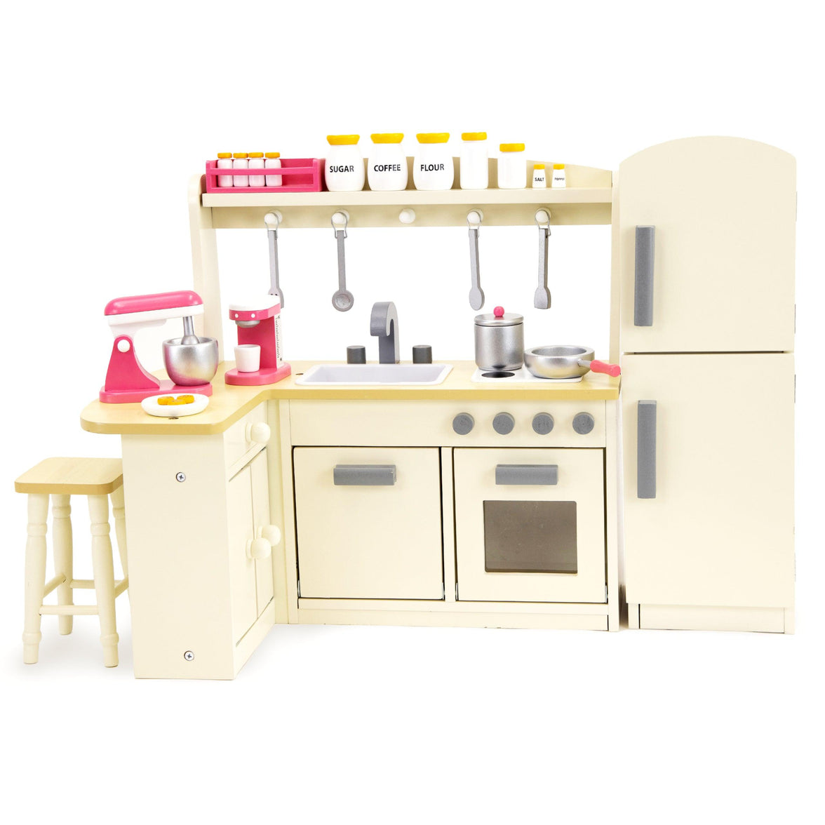 Playtime by Eimmie Furniture Kitchen Set with Refrigerator and Accessories-18 Inch Doll - OrangeOnions Wholesale