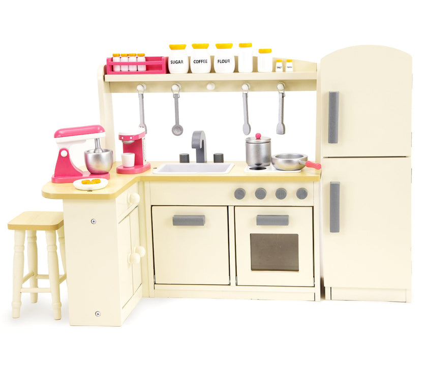 Playtime by Eimmie Furniture Kitchen Set with Refrigerator and Accessories-18 Inch Doll - OrangeOnions Wholesale