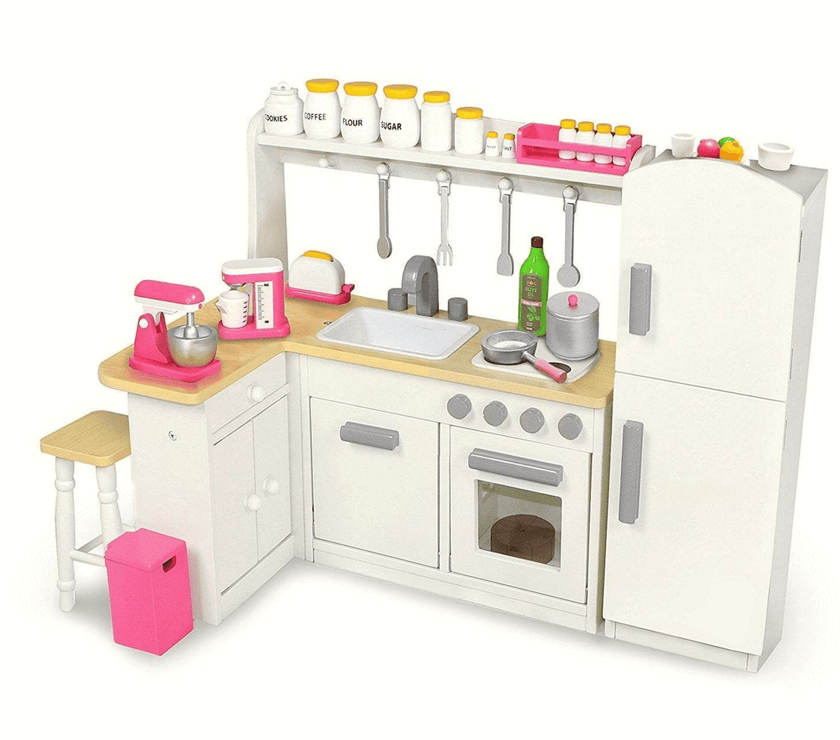 Playtime by Eimmie Furniture Kitchen Set with Refrigerator and Accessories-18 Inch Doll - OrangeOnions Wholesale