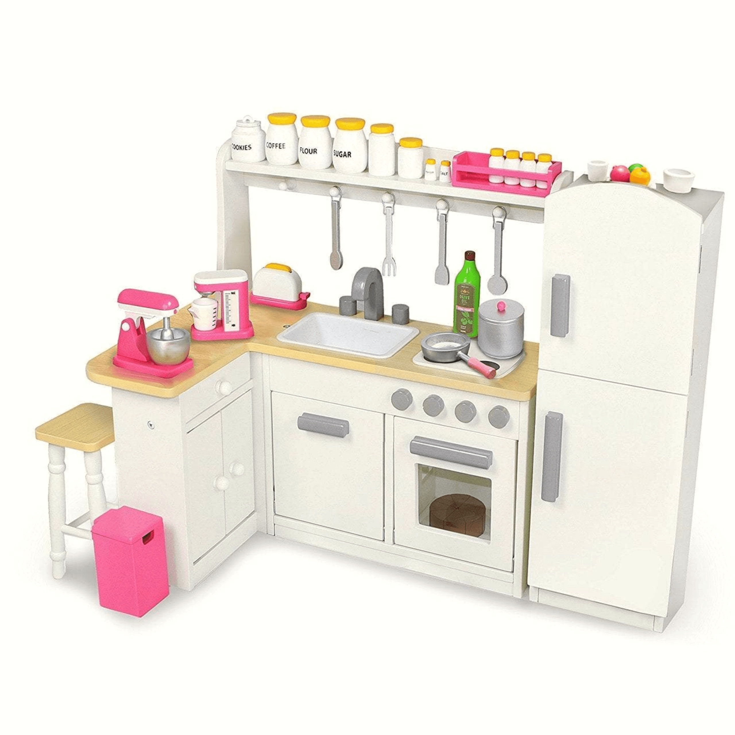 Playtime by Eimmie Furniture Kitchen Set with Refrigerator and Accessories-18 Inch Doll - OrangeOnions Wholesale