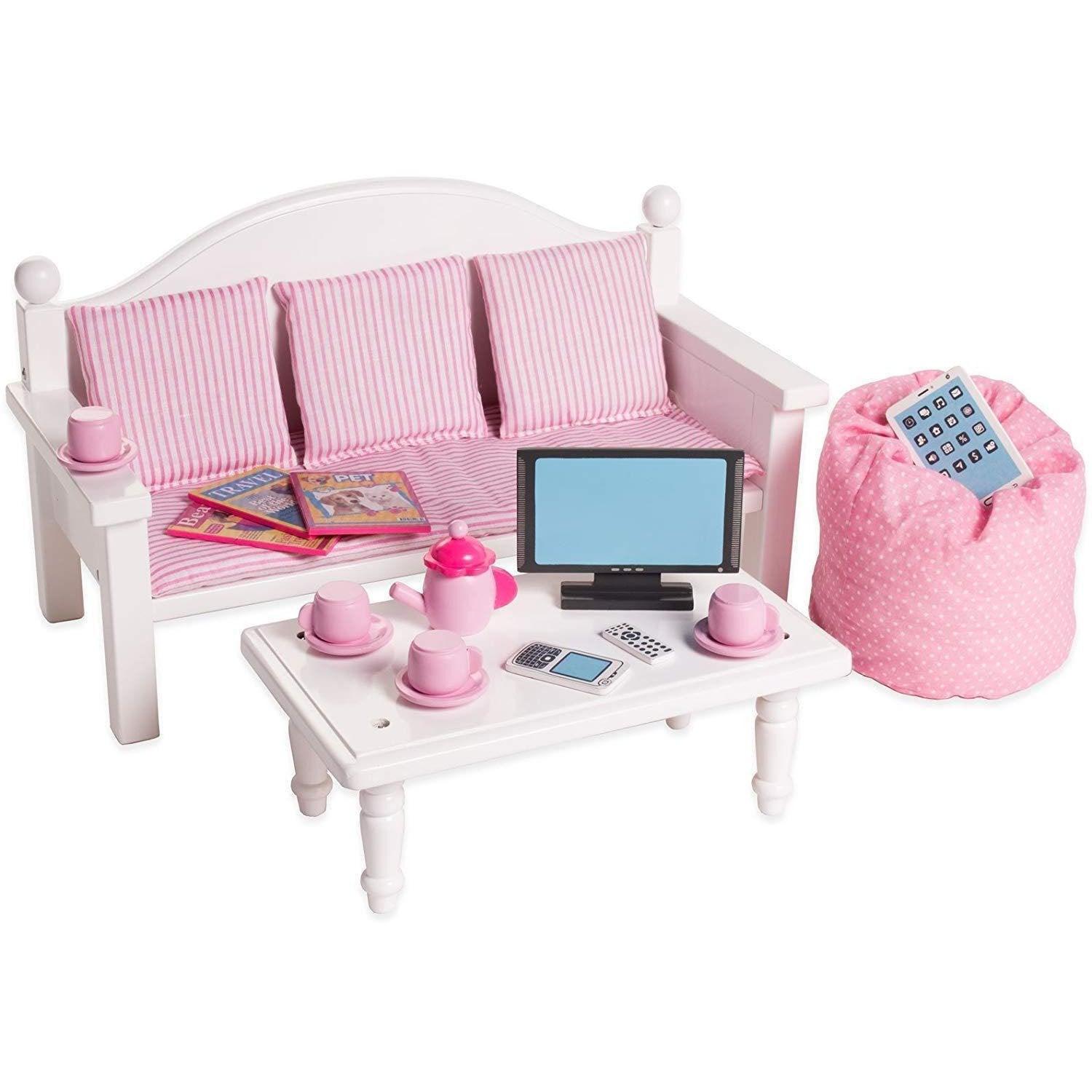 Playtime by Eimmie Furniture Sofa and Coffee Table with Accessories-18 Inch Dolls - OrangeOnions Wholesale