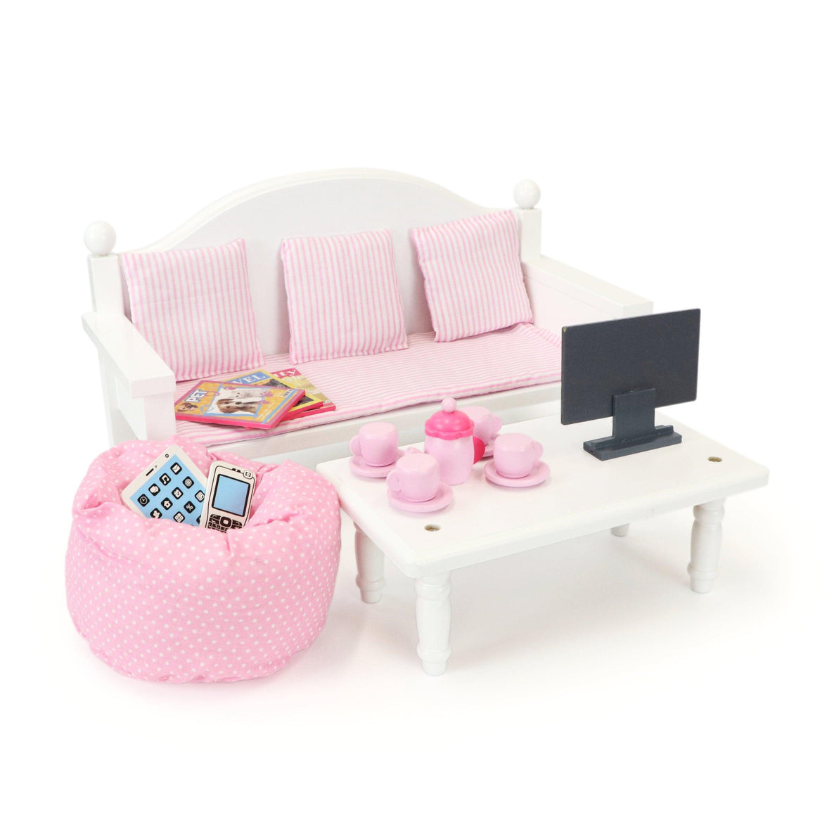 Playtime by Eimmie Furniture Sofa and Coffee Table with Accessories-18 Inch Dolls - OrangeOnions Wholesale