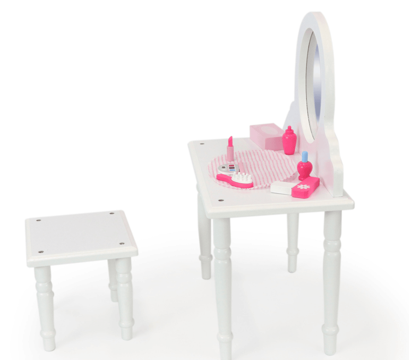 Playtime by Eimmie Furniture Vanity and Stool Set with Accessories-18 Inch Dolls - OrangeOnions Wholesale