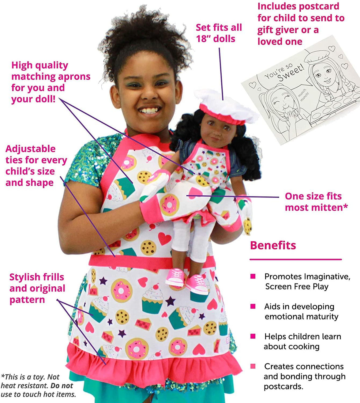 Playtime by Eimmie Playtime Pack Baking Set with Matching Child Accessories 18 Inch Dolls - OrangeOnions Wholesale