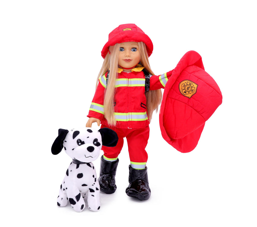 Playtime by Eimmie Playtime Pack FireFighter with Matching Child Accessories 18 Inch Dolls - OrangeOnions Wholesale