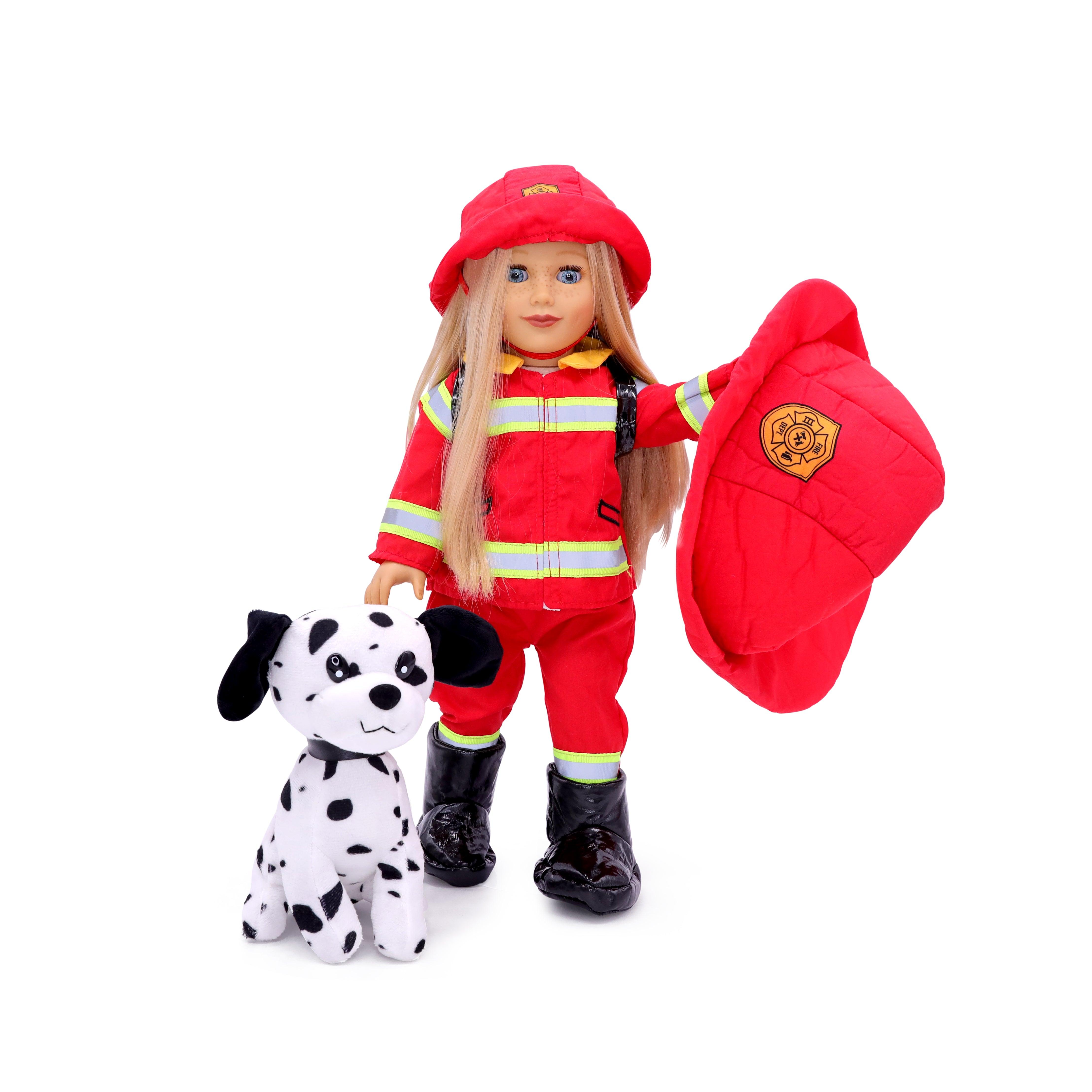 Playtime by Eimmie Playtime Pack FireFighter with Matching Child Accessories 18 Inch Dolls - OrangeOnions Wholesale