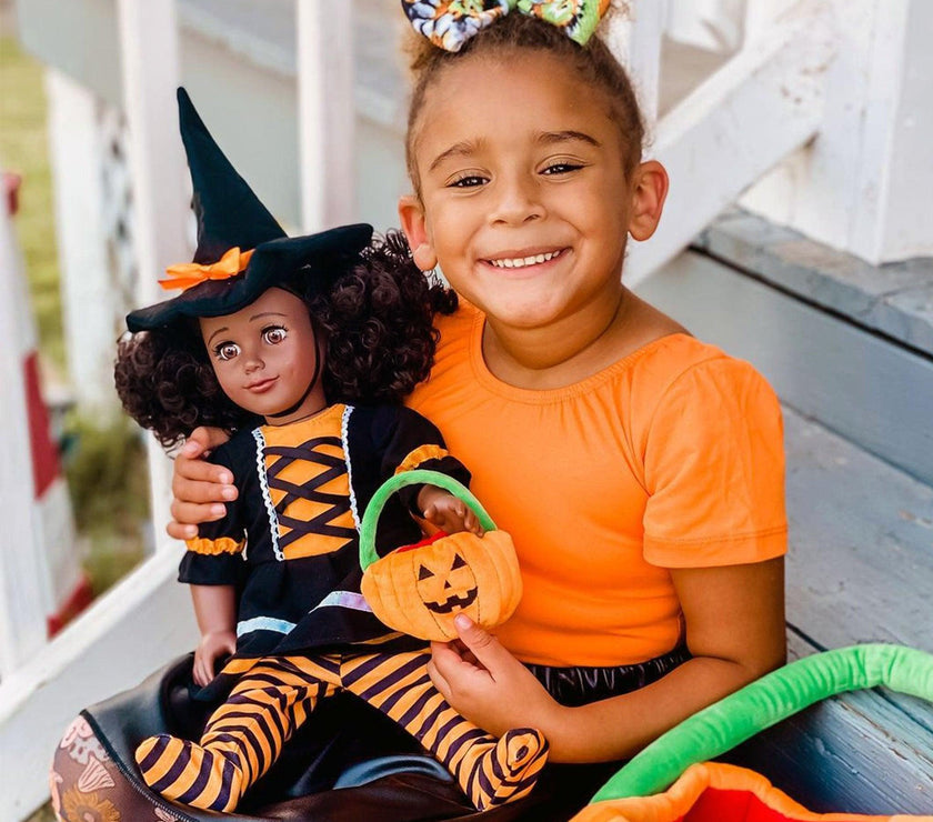 Playtime by Eimmie Playtime Pack Halloween with Matching Child Accessories 18 Inch Doll - OrangeOnions Wholesale