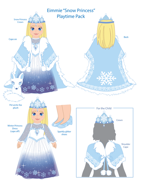 Playtime by Eimmie Playtime Pack Snow Princess with Matching Child Accessories - OrangeOnions Wholesale
