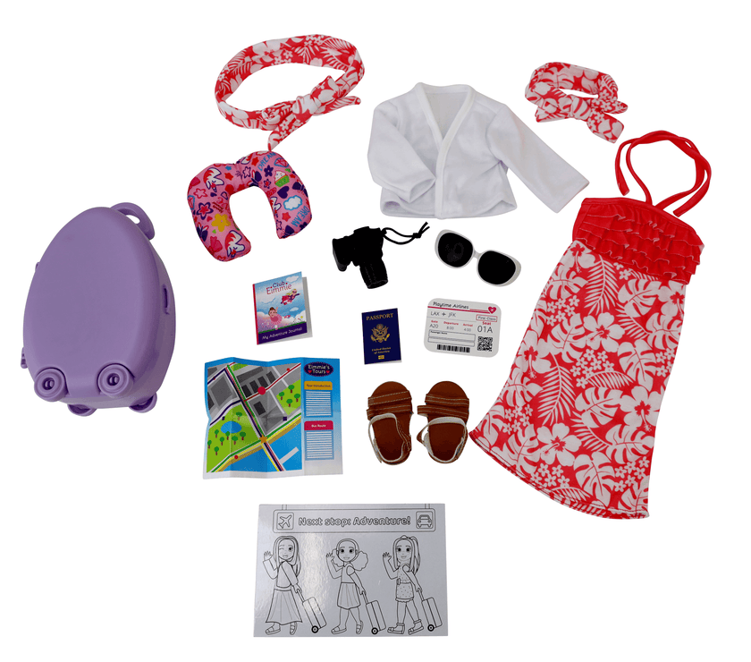 Playtime by Eimmie Playtime Pack Travel Time with Matching Child Accessories 18 Inch Dolls - OrangeOnions Wholesale