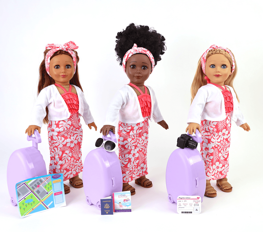 Playtime by Eimmie Playtime Pack Travel Time with Matching Child Accessories 18 Inch Dolls - OrangeOnions Wholesale