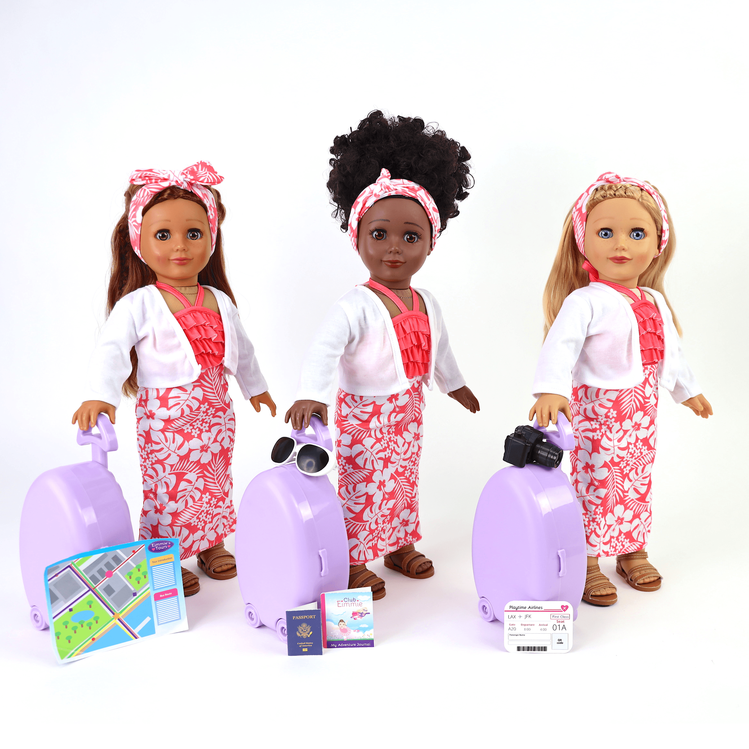 Playtime by Eimmie Playtime Pack Travel Time with Matching Child Accessories 18 Inch Dolls - OrangeOnions Wholesale