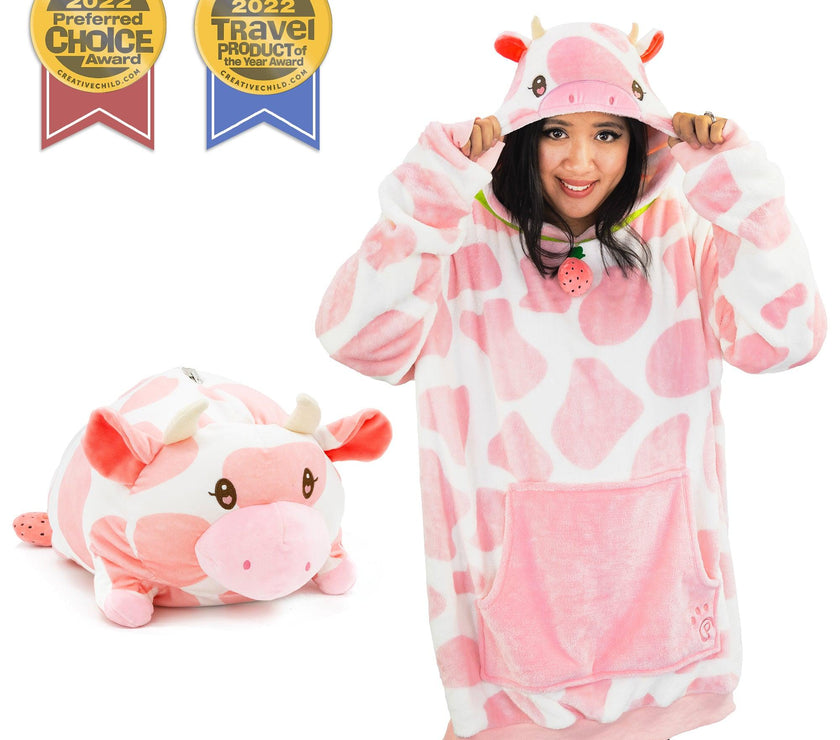 Plushible 2-in-1 Snugible Strawberry Cow - OrangeOnions Wholesale