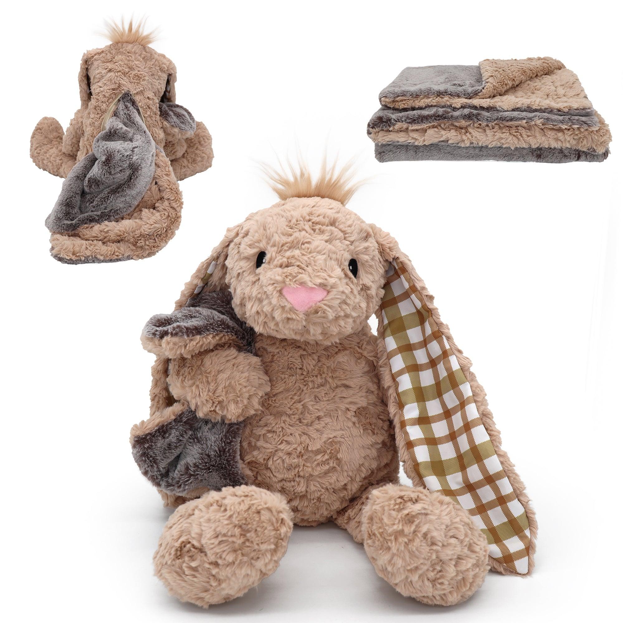 Plushible Blankie Bestie 2-in-1 Plush and Blanket Benny the Bunny - OrangeOnions Wholesale