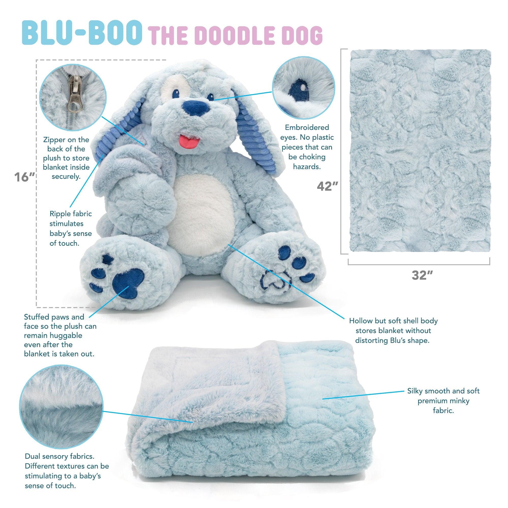 Plushible Blankie Bestie 2-in-1 Plush and Blanket Blu-Boo Dog - OrangeOnions Wholesale