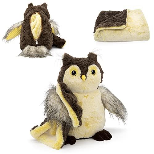 Plushible Blankie Bestie 2-in-1 Plush and Blanket Owliver the Owl - OrangeOnions Wholesale