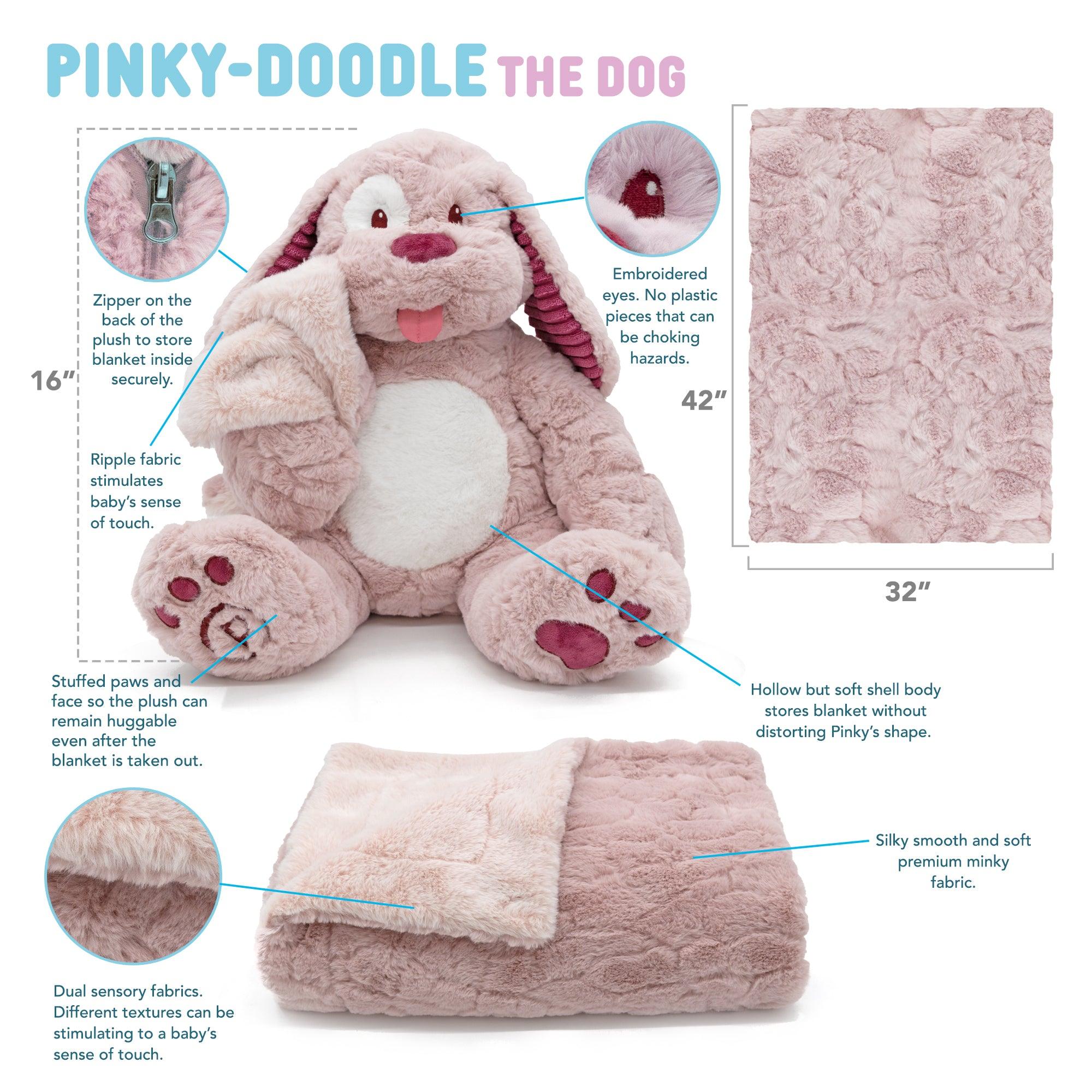 Plushible Blankie Bestie 2-in-1 Plush and Blanket Pinki Doodle Dog - OrangeOnions Wholesale