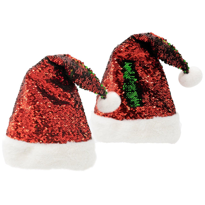 Plushible Christmas Holiday Flip Sequin Santa Hat - OrangeOnions Wholesale