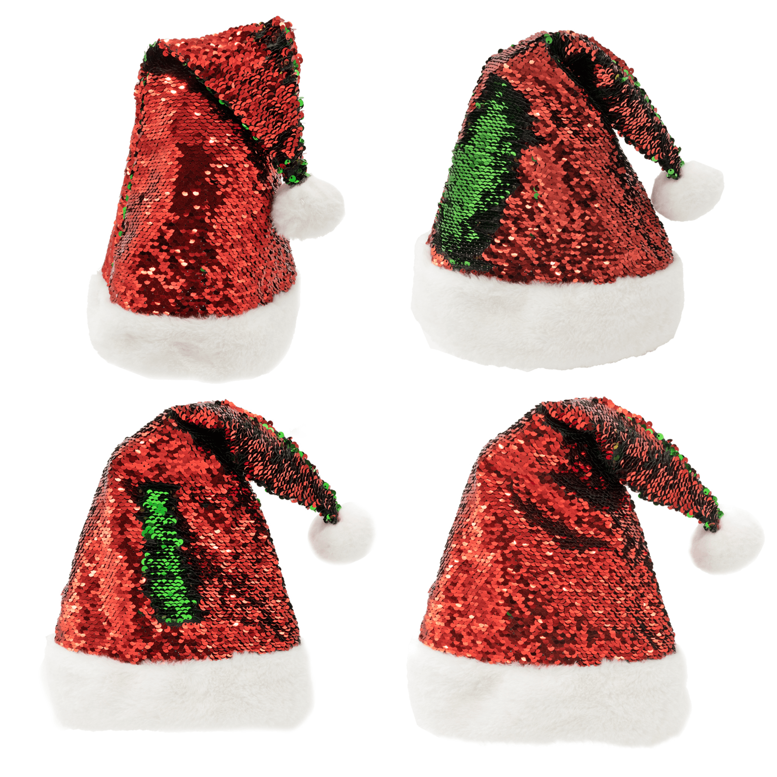 Plushible Christmas Holiday Flip Sequin Santa Hat - OrangeOnions Wholesale