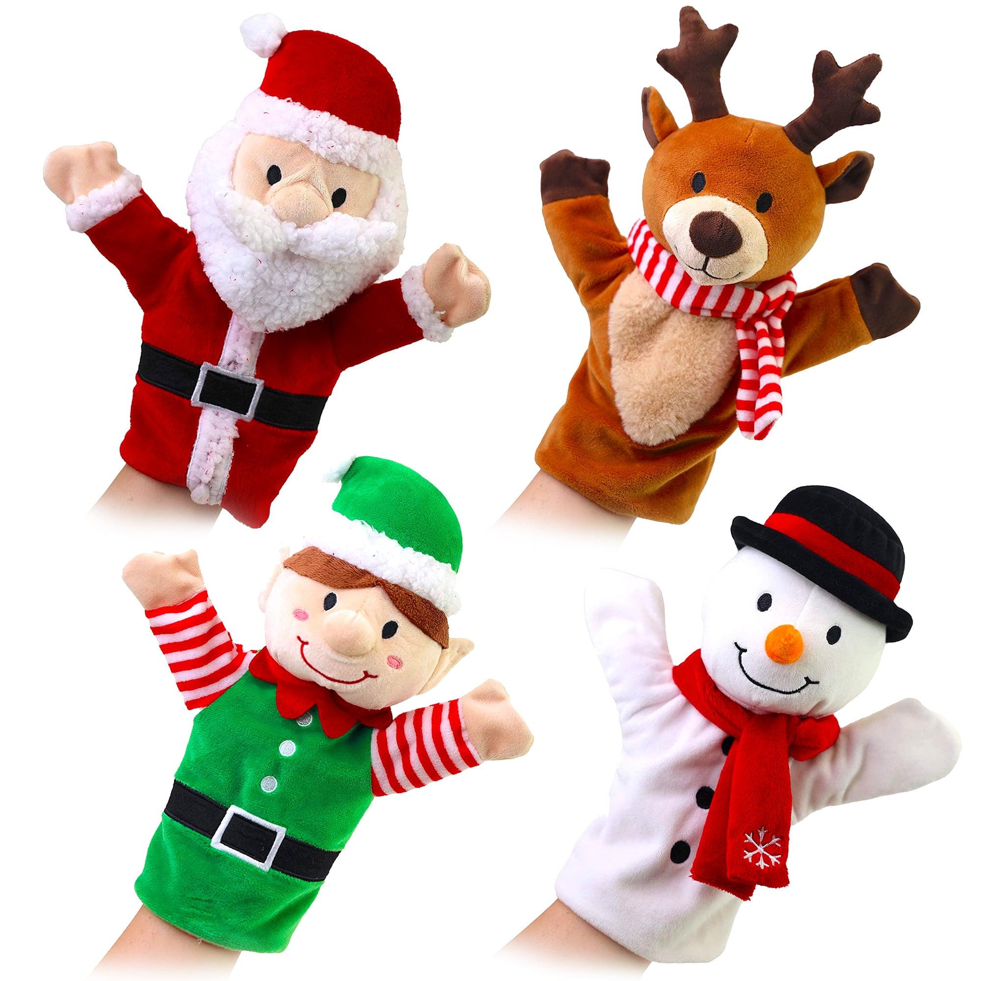 Plushible Christmas Holiday Hand Puppets 14-Inch (4 Pack) - OrangeOnions Wholesale