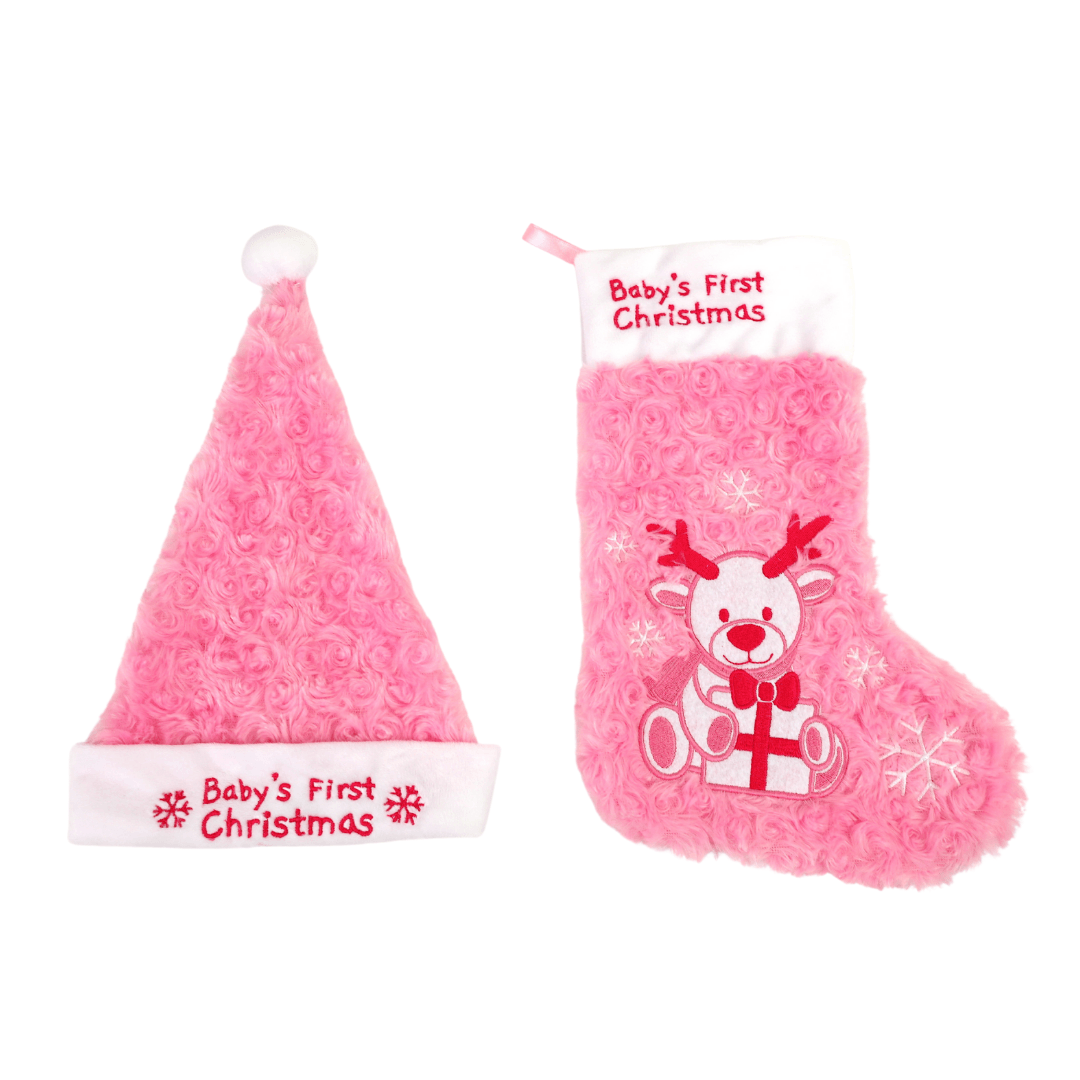 Plushible Christmas Plush Baby's First Christmas Hat and Stocking Set - OrangeOnions Wholesale
