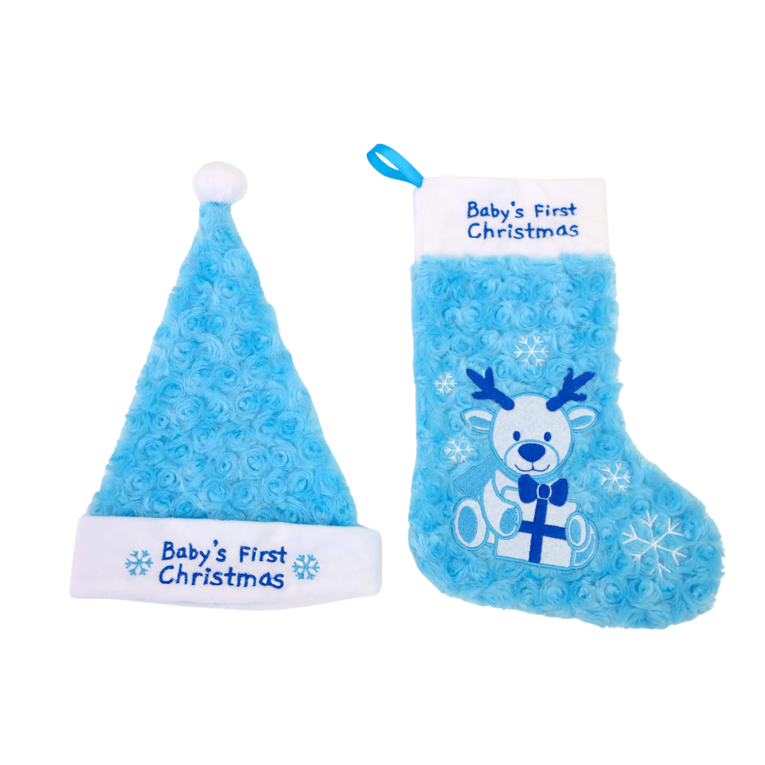 Plushible Christmas Plush Baby's First Christmas Hat and Stocking Set - OrangeOnions Wholesale