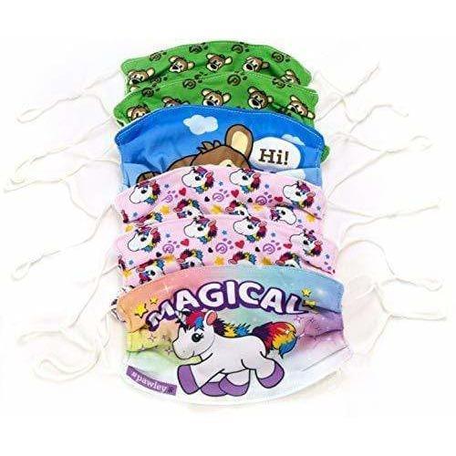 Plushible Face Mask Six Pack: Mixed Unicorn and Bear Prints - OrangeOnions Wholesale