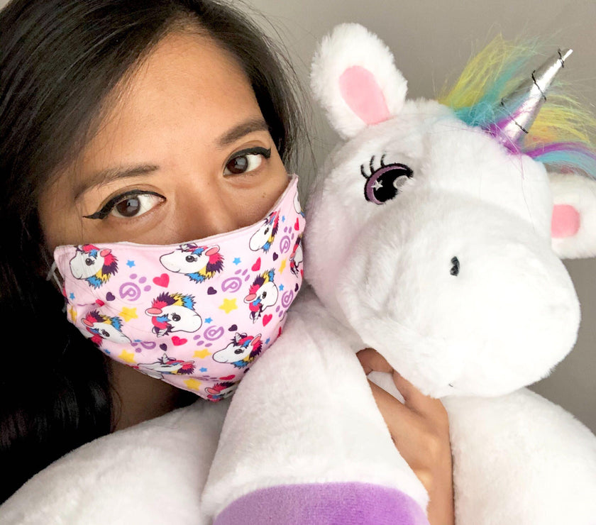 Plushible Face Masks Unicorn Print Adjustable (Single) - OrangeOnions Wholesale