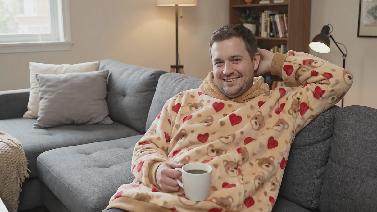 Teddy Hearts Snugible 2-in-1 Blanket Hoodie & Pillow